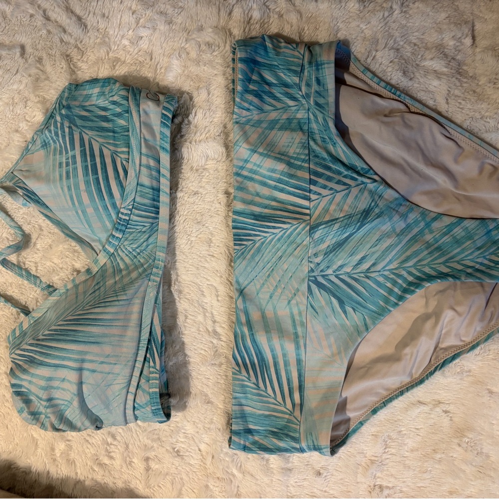Calia by CARRIE UNDERWOOD Teal Tropical Bikini Set